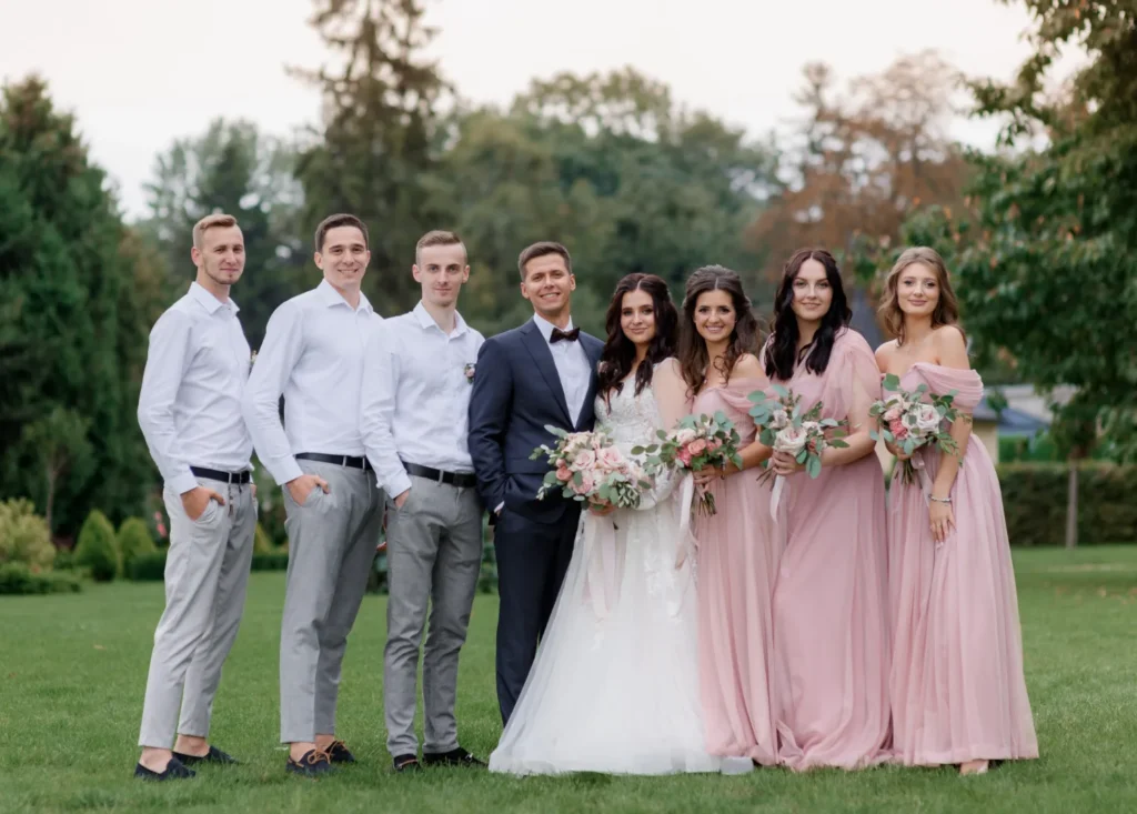Wedding party of guests travelling together