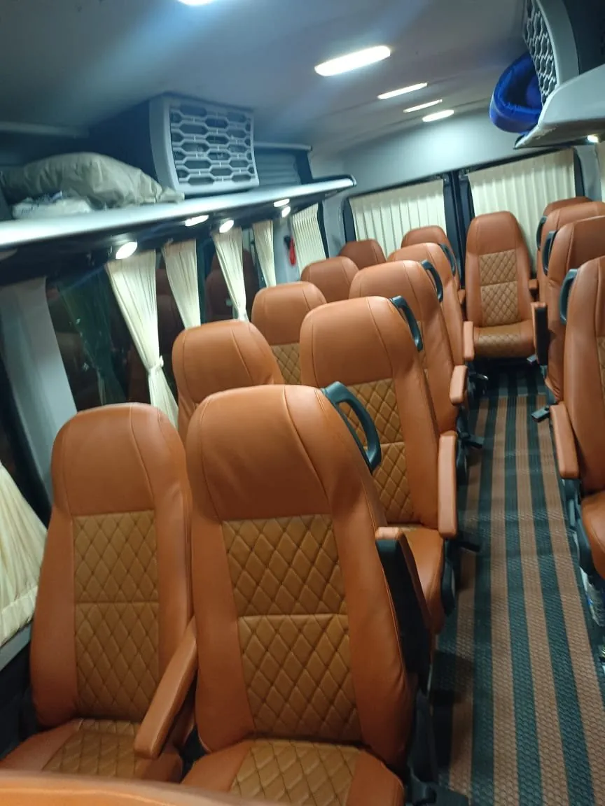 Inside the Urbania — reclining seats for a full group